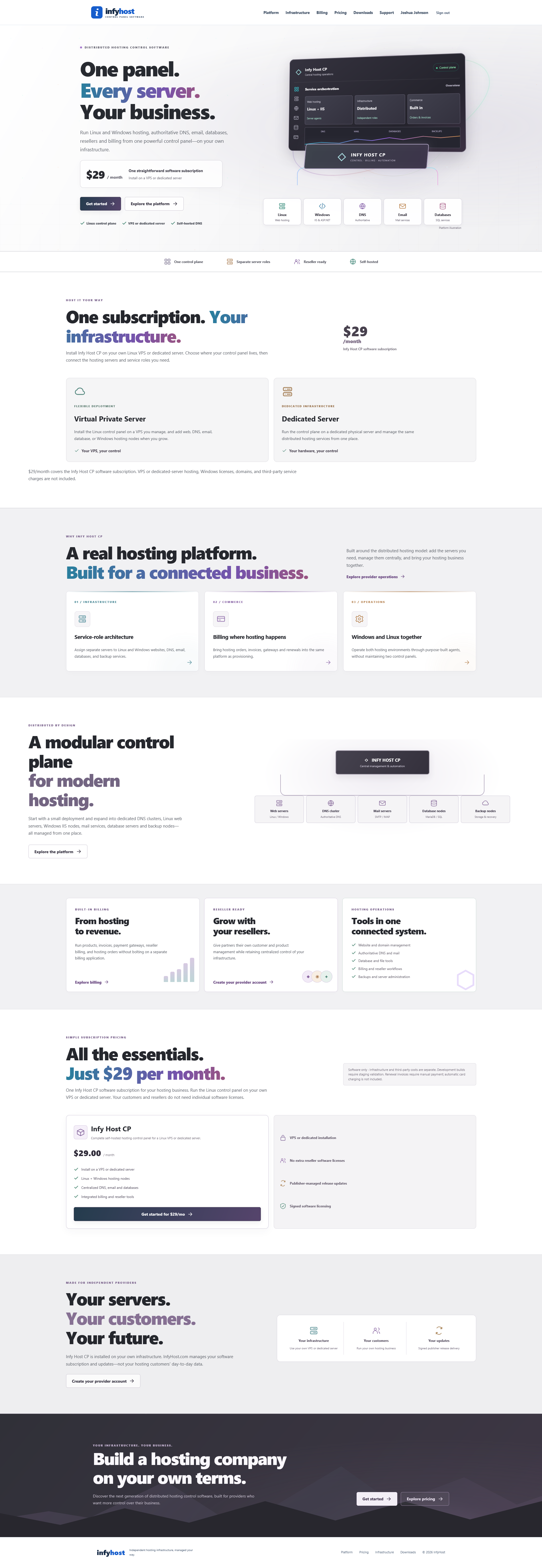 Infy Host CP website preview
